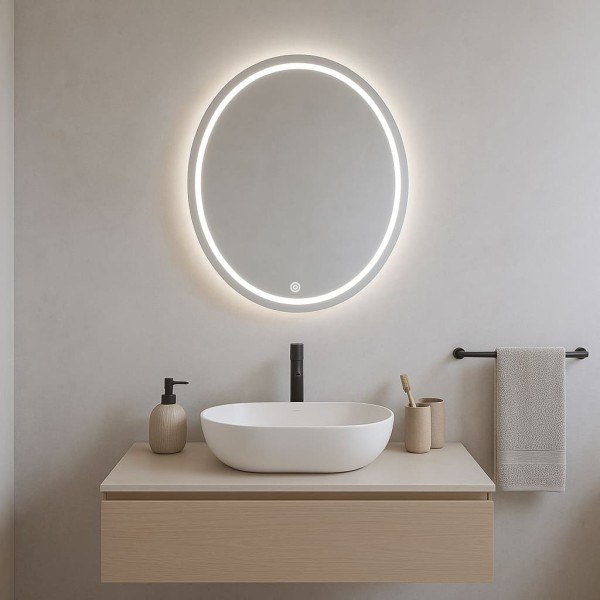 Дзеркало овальне з сенсорною кнопкою