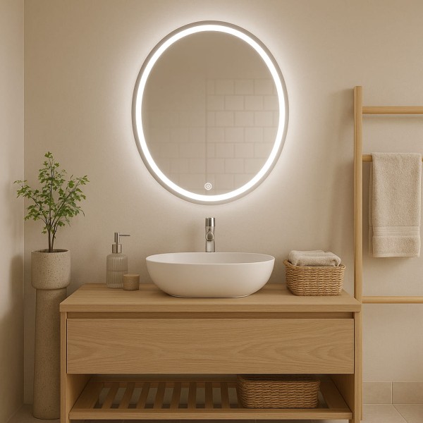 Дзеркало овальне з сенсорною кнопкою