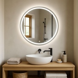 Дзеркало кругле з сенсорною кнопкою