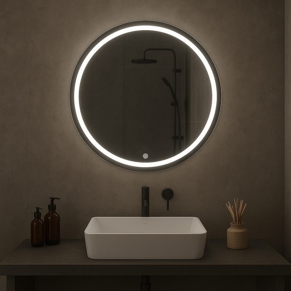 Дзеркало кругле з сенсорною кнопкою