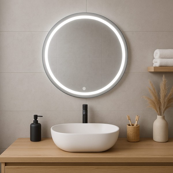 Дзеркало кругле з сенсорною кнопкою