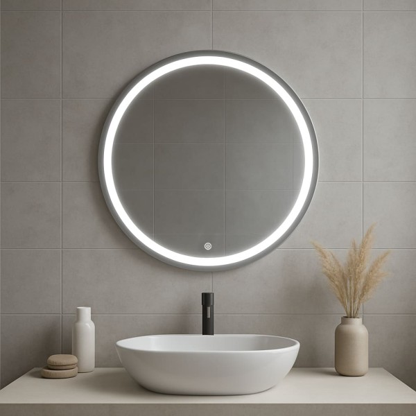 Дзеркало кругле з сенсорною кнопкою