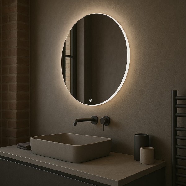 Дзеркало кругле з сенсорною кнопкою