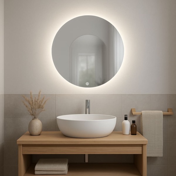 Дзеркало кругле з сенсорною кнопкою