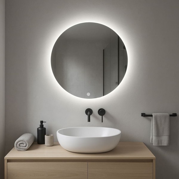 Дзеркало кругле з сенсорною кнопкою