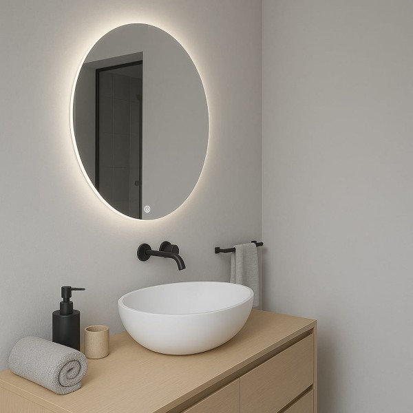 Дзеркало кругле з сенсорною кнопкою