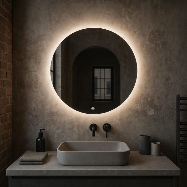 Дзеркало кругле з сенсорною кнопкою