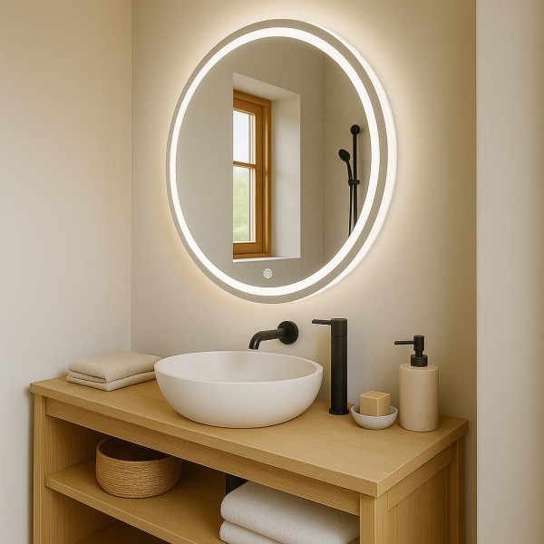 Дзеркало кругле з сенсорною кнопкою