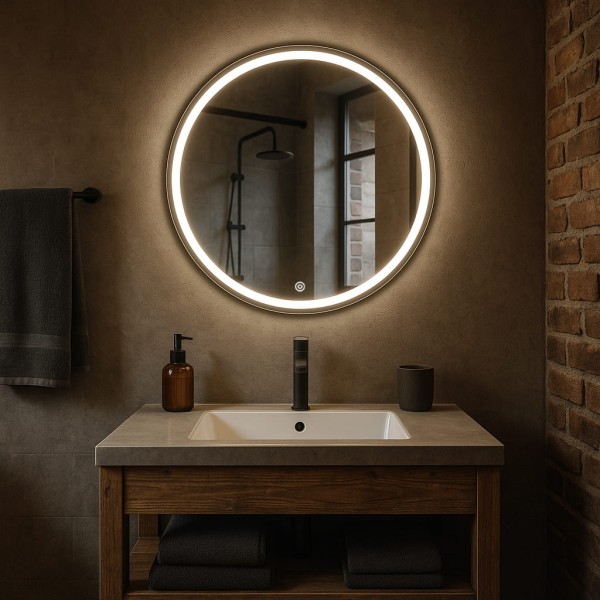 Дзеркало кругле з сенсорною кнопкою