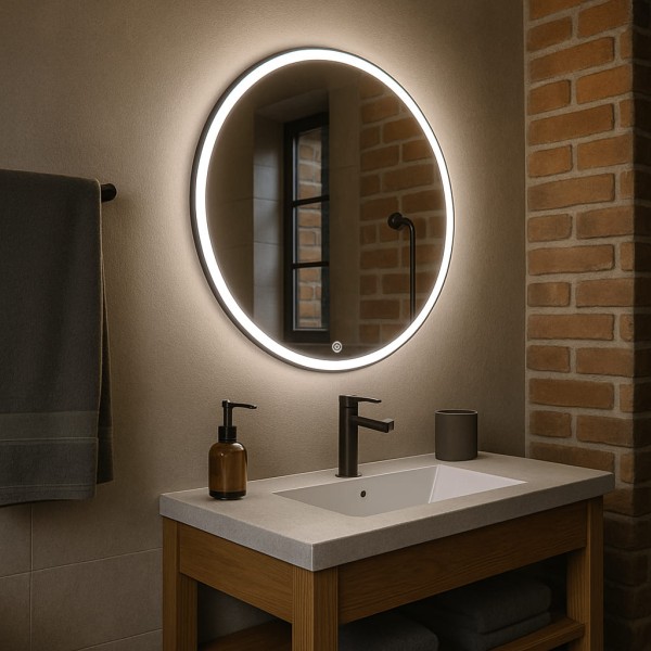 Дзеркало кругле з сенсорною кнопкою