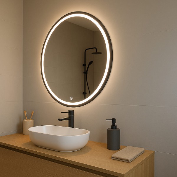 Дзеркало кругле з сенсорною кнопкою