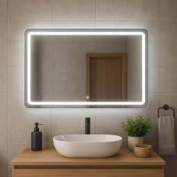 Дзеркало прямокутне з закругленими краями з сенсорною кнопкою