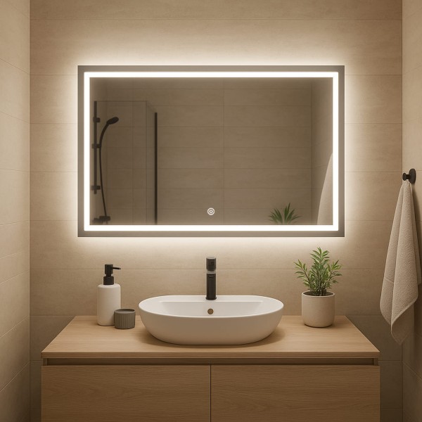 Дзеркало прямокутне горизонтальне з сенсорною кнопкою