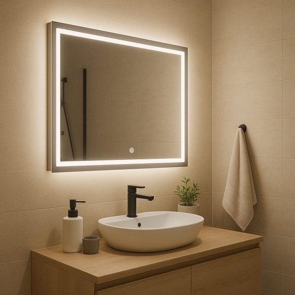 Дзеркало прямокутне горизонтальне з сенсорною кнопкою