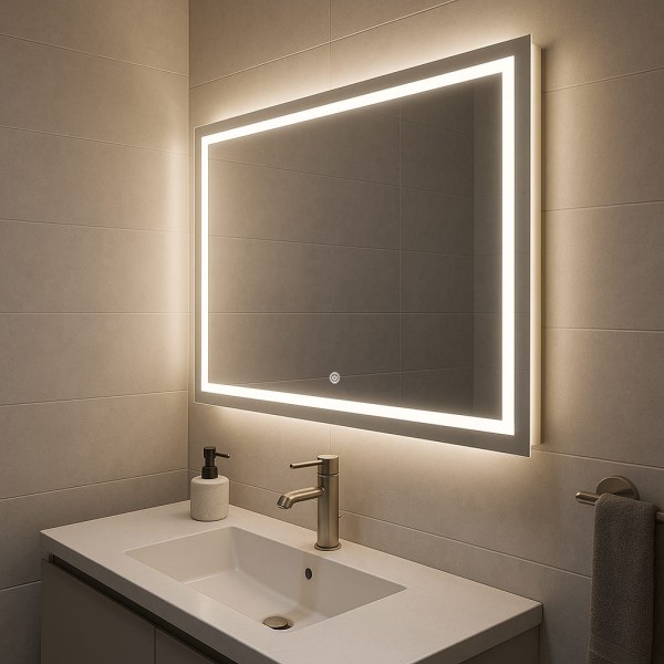 Дзеркало прямокутне горизонтальне з сенсорною кнопкою