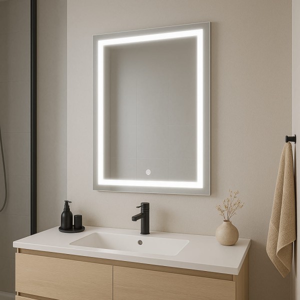 Дзеркало прямокутне вертикальне з сенсорною кнопкою