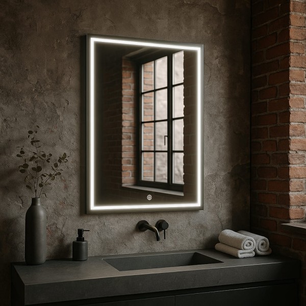 Дзеркало прямокутне вертикальне з сенсорною кнопкою