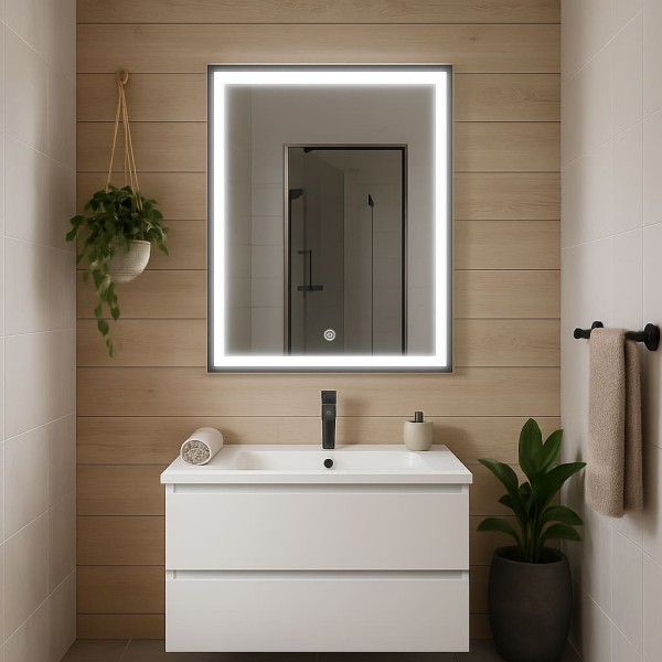 Дзеркало прямокутне вертикальне з сенсорною кнопкою