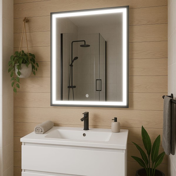 Дзеркало прямокутне вертикальне з сенсорною кнопкою