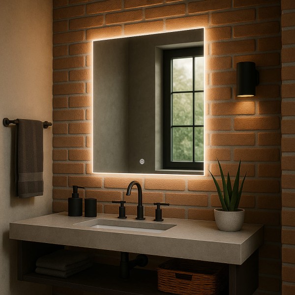 Дзеркало прямокутне вертикальне з сенсорною кнопкою