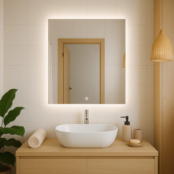 Дзеркало прямокутне вертикальне з сенсорною кнопкою