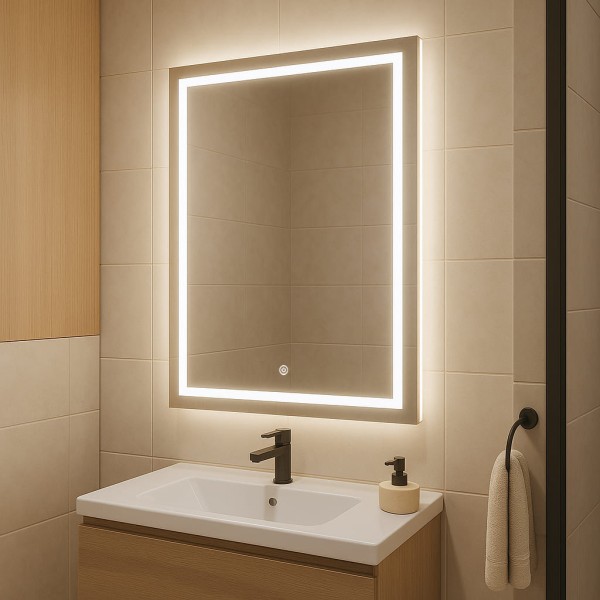 Дзеркало прямокутне вертикальне з сенсорною кнопкою