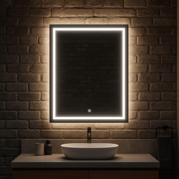 Дзеркало прямокутне вертикальне з сенсорною кнопкою