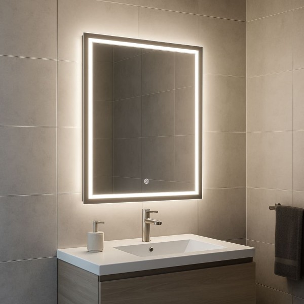 Дзеркало прямокутне вертикальне з сенсорною кнопкою