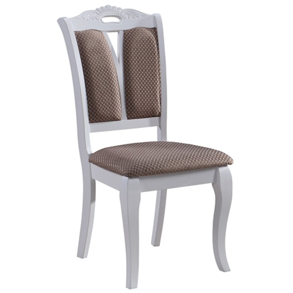 Класичний стілець для кухні з дерев'яним каркасом та коричневим сидінням