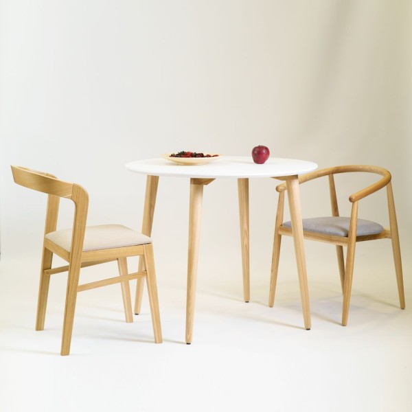 Стіл Dan круглий натуральний / білий – стильна та функціональна модель для вашого інтер'єру