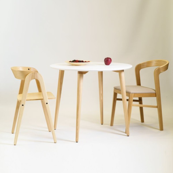 Стіл Dan круглий натуральний / білий – стильна та функціональна модель для вашого інтер'єру