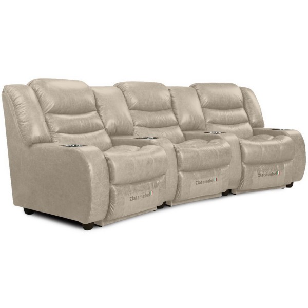 Прямий диван Честер Потрійний (шкіра)