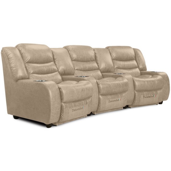 Прямий диван Честер Потрійний (шкіра)