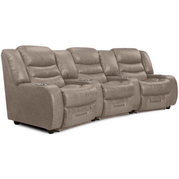 Прямий диван Честер Потрійний (шкіра)