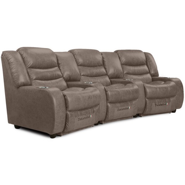 Прямий диван Честер Потрійний (шкіра)