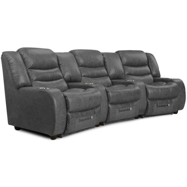 Прямий диван Честер Потрійний (шкіра)