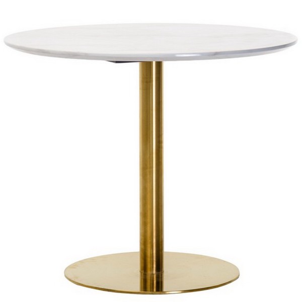 Стіл T-320 білий мармур/золото d-90 см