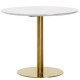 Стіл T-320 білий мармур/золото d-90 см