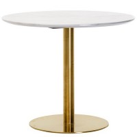 Стіл T-320 білий мармур/золото d-90 см