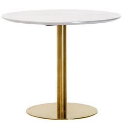 Стіл T-320 білий мармур/золото d-90 см
