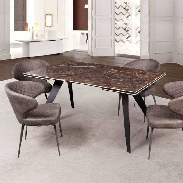 Стіл Keen Dark Emperador 160-240 см – сучасний розкладний стіл для кухні