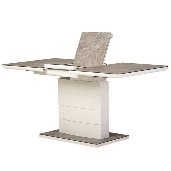 Стіл TM-49 білий кварц 120-160 см – Розкладний стіл для кухні