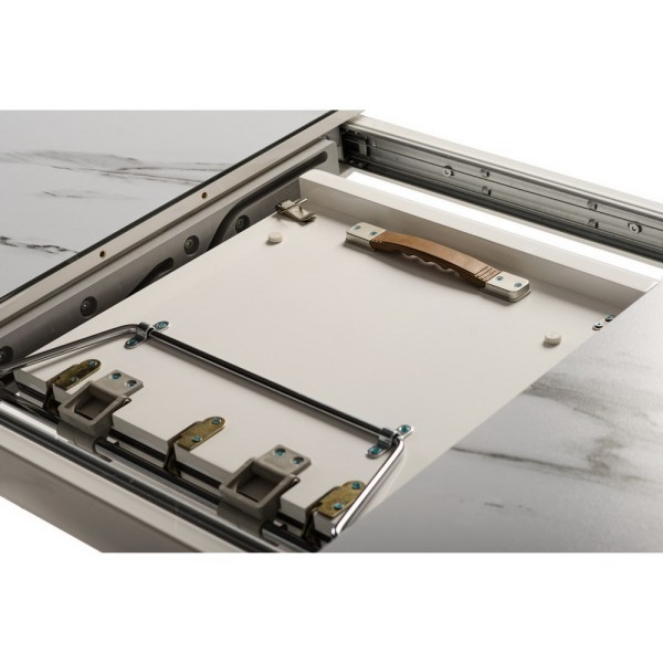 Стіл TM-49 білий кварц 120-160 см – Розкладний стіл для кухні