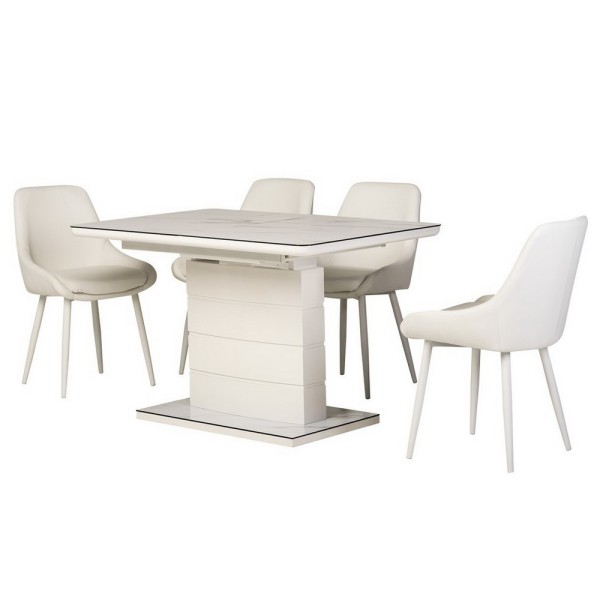 Стіл TM-49 білий кварц 120-160 см – Розкладний стіл для кухні