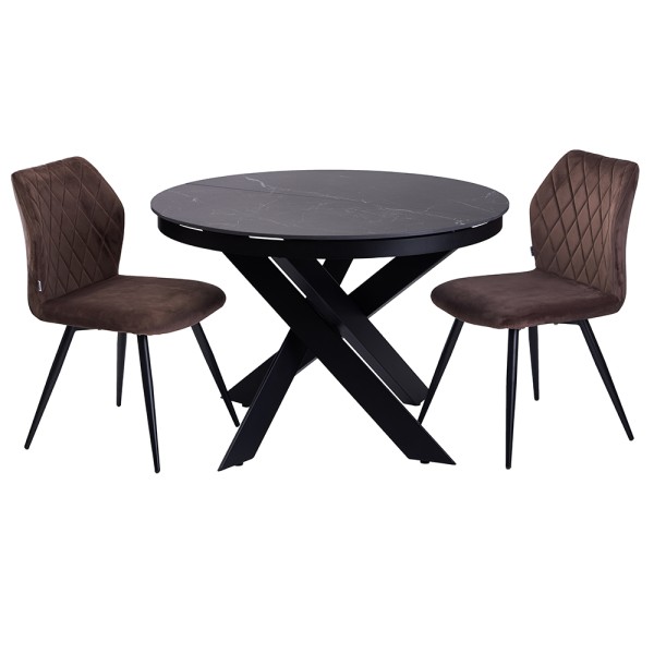 Стіл Moon Black Marble d-110 см - стильний розкладний стіл для кухні