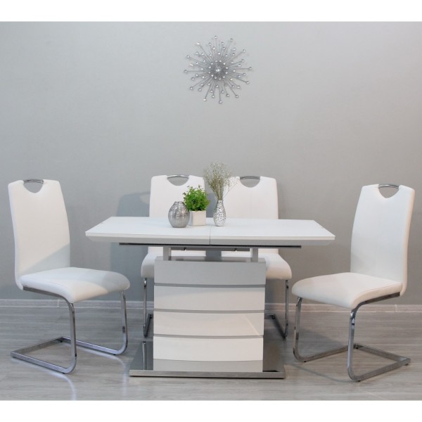 Стіл Houston White Satinn 120-160 см – сучасний стіл для вашої кухні
