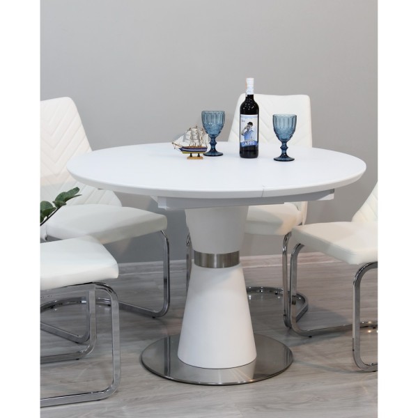 Стіл Cuba d-110 см білий розкладний