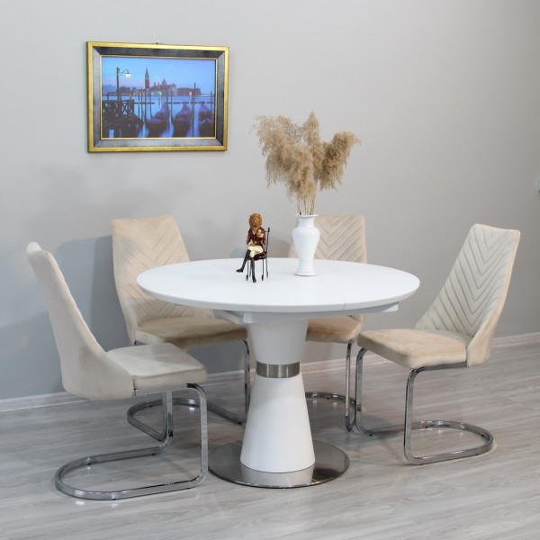 Стіл Cuba d-110 см білий розкладний