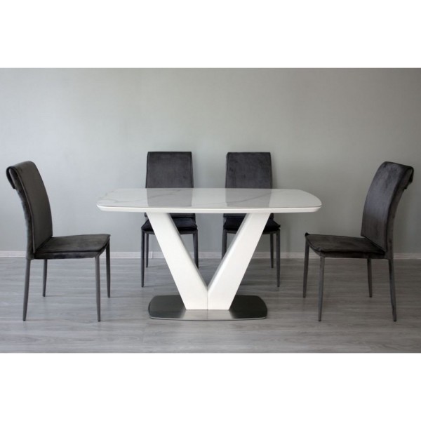 Стіл California White Matt Ceramic ZH01 80х140 см – Сучасний стіл для кухні