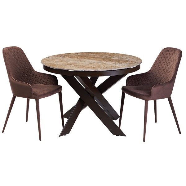 Стіл Moon Brown Marble d-110 см - Розкладний Круглий Стіл